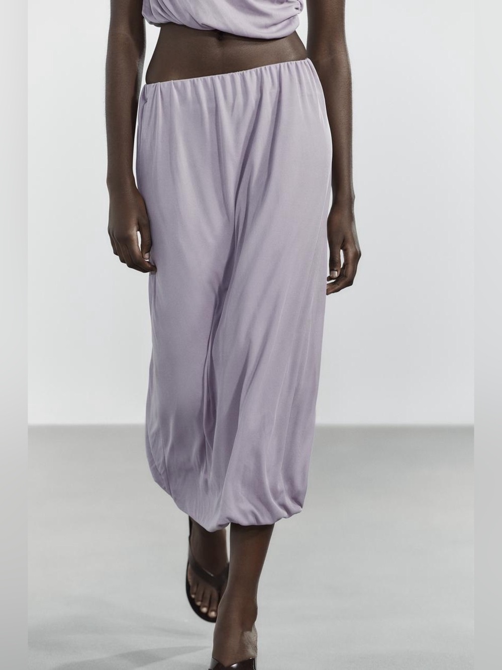 Zara Women’s Lavender Draped Balloon Midi Skirt Size Small NWT